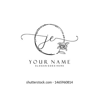 Initial JE beauty monogram and elegant logo design, handwriting logo of initial signature, wedding, fashion, floral and botanical with creative template.