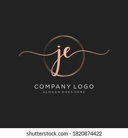 Initial JE  beauty monogram and elegant logo design, handwriting logo of initial signature, wedding, fashion, floral and botanical with creative template.