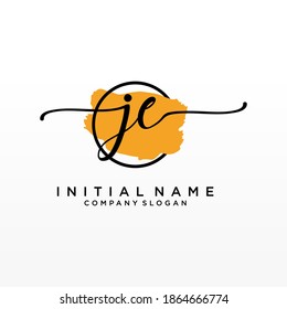 Initial JE beauty monogram and elegant logo design, handwriting logo of initial signature, wedding, fashion, floral and botanical with creative template.