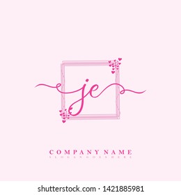 Initial JE handwriting beauty logo template vector