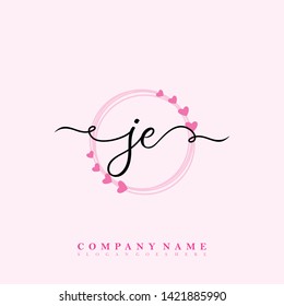 Initial JE handwriting beauty logo template vector