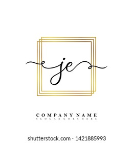 Initial JE handwriting beauty logo template vector