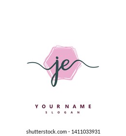 Initial JE handwriting logo template vector