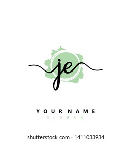 Initial JE handwriting logo template vector