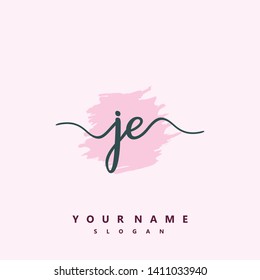 Initial JE handwriting logo template vector