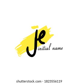 Initial je handwriting logo template vector