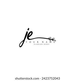 Initial JE logo handwriting floral typography ornament