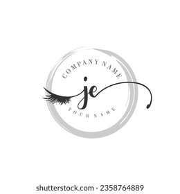 Initial JE monogram eye and eyelash handwriting