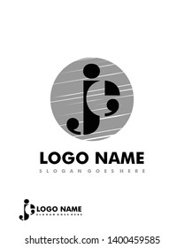 Initial JE negative space logo with circle template