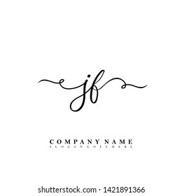 Initial JF handwriting beauty logo template vector