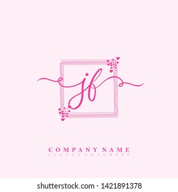 Initial JF handwriting beauty logo template vector