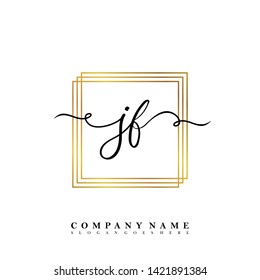 Initial JF handwriting beauty logo template vector