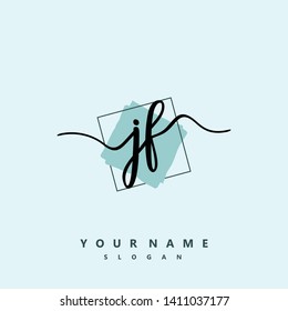 Initial JF handwriting logo template vector