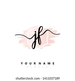 Initial JF handwriting logo template vector