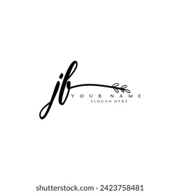 Logo inicial de JF escritura a mano ornamento de tipografía floral