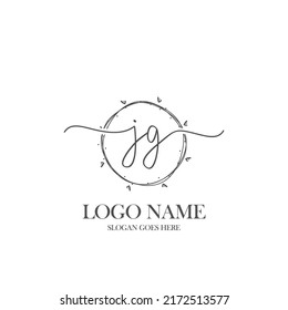 Initial JG beauty monogram and elegant logo design, handwriting logo of initial signature, wedding, fashion, floral and botanical with creative template.