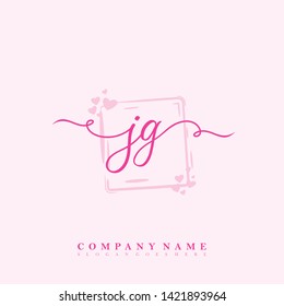 Initial JG handwriting beauty logo template vector