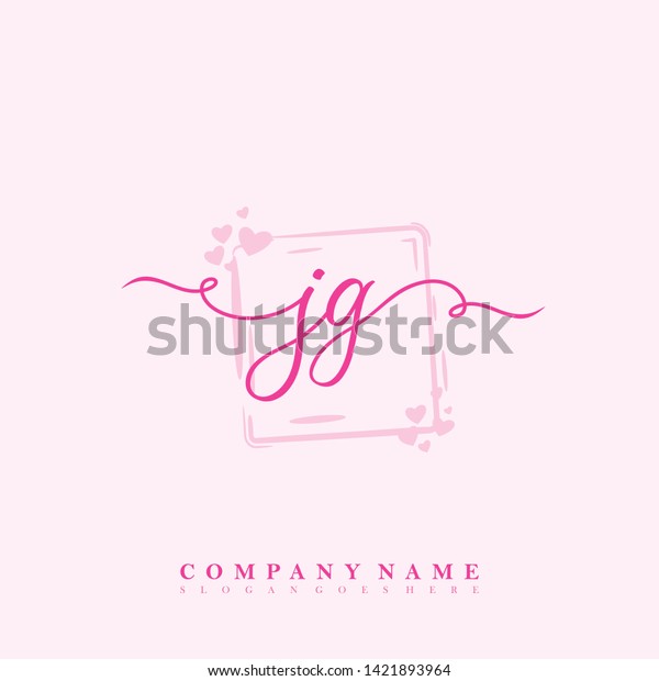 Initial Jg Handwriting Beauty Logo Template Stock Vector Royalty