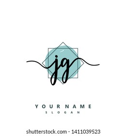 Initial JG handwriting logo template vector