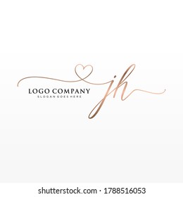 Monograma inicial de belleza JH y diseño elegante de logotipo, logotipo de escritura a mano de firma inicial, boda, moda, floral y botánica con plantilla creativa.