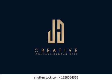 Initial JH JG logo design vector illustration isolated on blue background