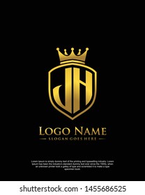 initial JH letter with shield style logo template vector