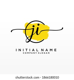Monograma inicial de belleza JI y diseño elegante de logotipo, logotipo de escritura a mano de firma inicial, boda, moda, floral y botánica con plantilla creativa.