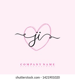 Initial JI handwriting beauty logo template vector