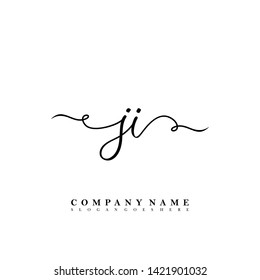 Initial JI handwriting beauty logo template vector