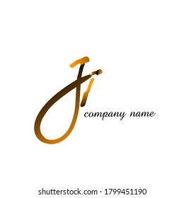 Initial Ji handwriting logo template vector