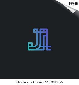 Initial JI Logo monogram design template. Simple elegant shape style modern logo.