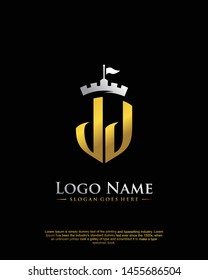 initial JJ letter with shield style logo template vector