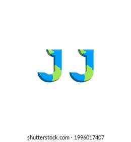 Initial JJ logo design with World Map style, Logo business branding.