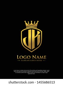 initial JK letter with shield style logo template vector