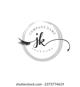 Initial JK monogram eye and eyelash handwriting