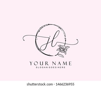 Initial JL beauty monogram and elegant logo design, handwriting logo of initial signature, wedding, fashion, floral and botanical with creative template.