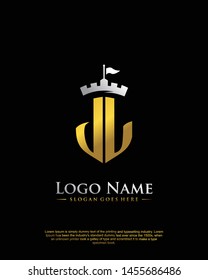 initial JL letter with shield style logo template vector