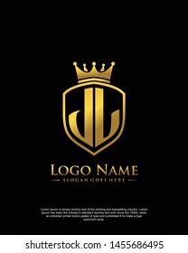 initial JL letter with shield style logo template vector