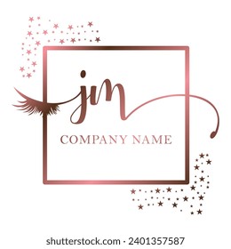 Initial JM calligraphy company eye and eyelash handwriting