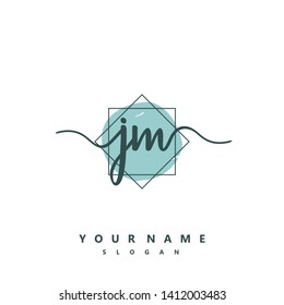 Initial JM handwriting logo template vector
