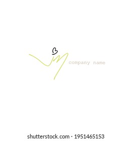 Monograma inicial de belleza jm j m y diseño elegante de logotipo