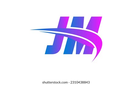 Initial JM letter Logo With Swoosh Design Graphic Vector Template for Business and Company Identity.