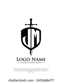 initial JM letter with shield style logo template vector initial JM letter with shield style logo template vector