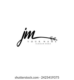 Initial JM logo handwriting floral typography ornament
