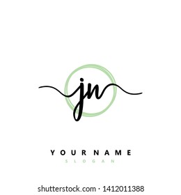 Initial JN handwriting logo template vector