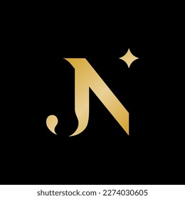 Initial JN Letter Luxury Logo Template