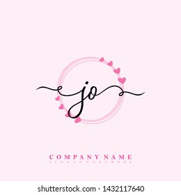 Initial JO beauty handwriting logo