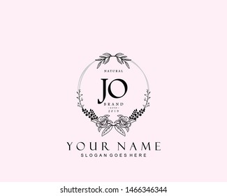 Initial JO beauty monogram and elegant logo design, handwriting logo of initial signature, wedding, fashion, floral and botanical with creative template.