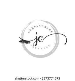Initial JO monogram eye and eyelash handwriting