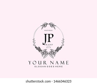 Initial JP beauty monogram and elegant logo design, handwriting logo of initial signature, wedding, fashion, floral and botanical with creative template.